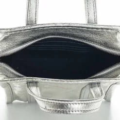 Balenciaga Silver Leather XS Bazaar Shopper (Authentic Pre-Owned) Women -Makeups Sales Shop 1111202868 RLLD 4