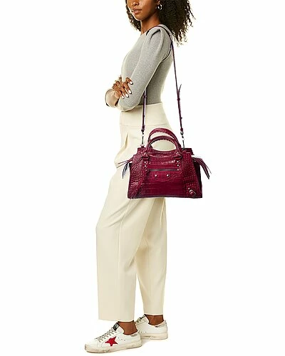 Balenciaga Small Croc-Embossed Leather Shoulder Bag Women 4 Balenciaga Small Croc-Embossed Leather Shoulder Bag Women - Image 4