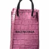 Balenciaga Croc-Embossed Leather Phone Holder Women