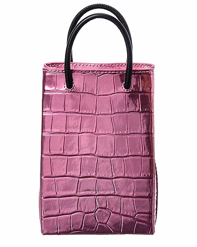 Balenciaga Croc-Embossed Leather Phone Holder Women 2 Balenciaga Croc-Embossed Leather Phone Holder Women - Image 2