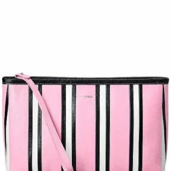 Balenciaga Barbes Striped Leather Pouch Women