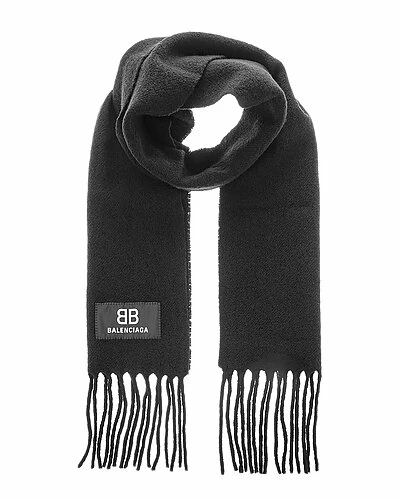 Balenciaga Fringe Wool-Blend Scarf Women 1 Balenciaga Fringe Wool-Blend Scarf Women