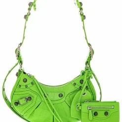 Balenciaga Le Cagole XS Croc-Embossed Leather Shoulder Bag Women