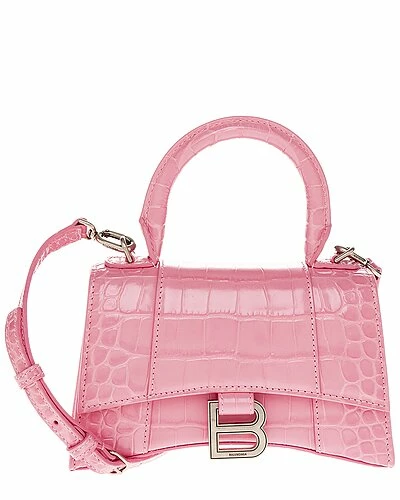 Balenciaga Hourglass XS Croc-Embossed Leather Top Handle Satchel Women 1 Balenciaga Hourglass XS Croc-Embossed Leather Top Handle Satchel Women
