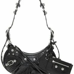 Balenciaga Le Cagole XS Croc-Embossed Leather Shoulder Bag Women