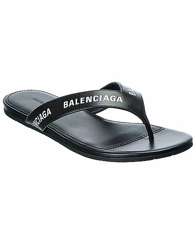 Balenciaga Logo Leather Sandal Women 1 Balenciaga Logo Leather Sandal Women